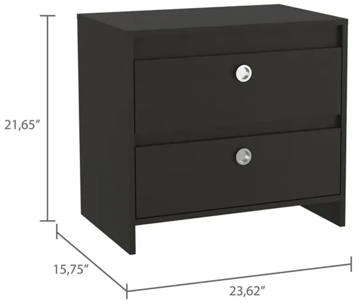 DEPOT E-SHOP Bacopa Night Stand, Two Drawers, Countertop- Black, For Bedroom