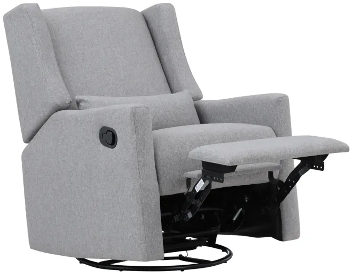 Pronto Swivel Glider Recliner with Pillow Rich Gray Fabric