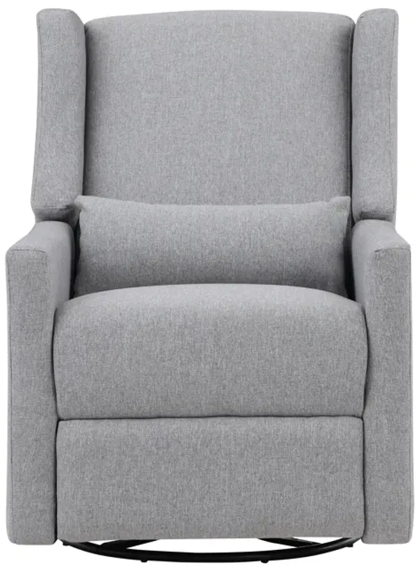 Pronto Swivel Glider Recliner with Pillow Rich Gray Fabric
