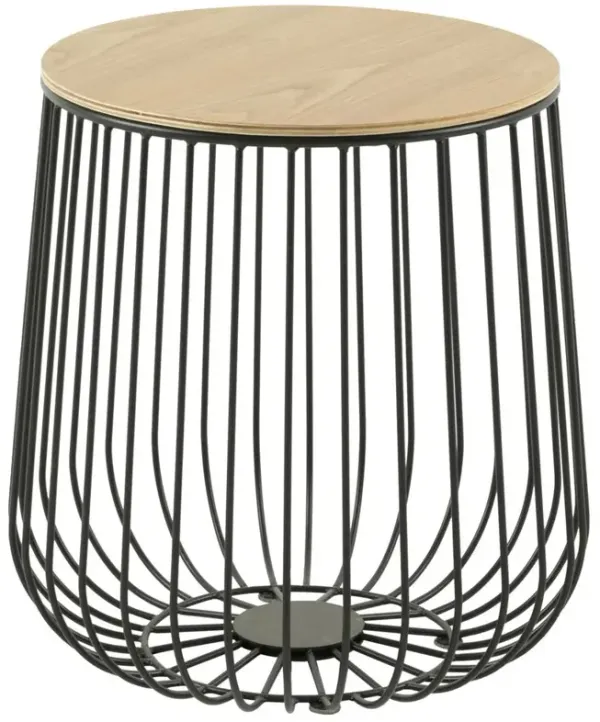 LeisureMod Runswick Modern Wood Top End Table With Metal Base