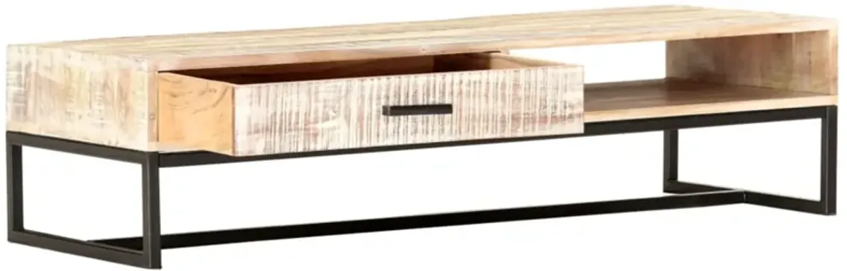 vidaXL Coffee Table White 46.1"x19.7"x11.8" Solid Acacia Wood