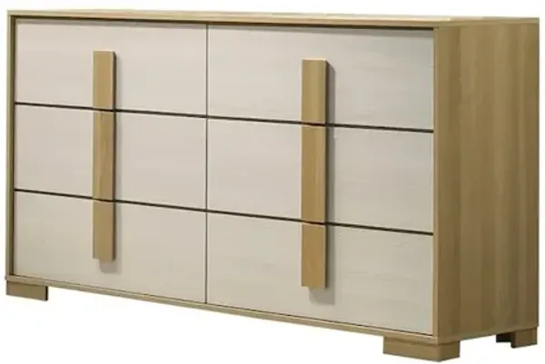 Best Quality Furniture Beige six drawer wood bedroom dresser
