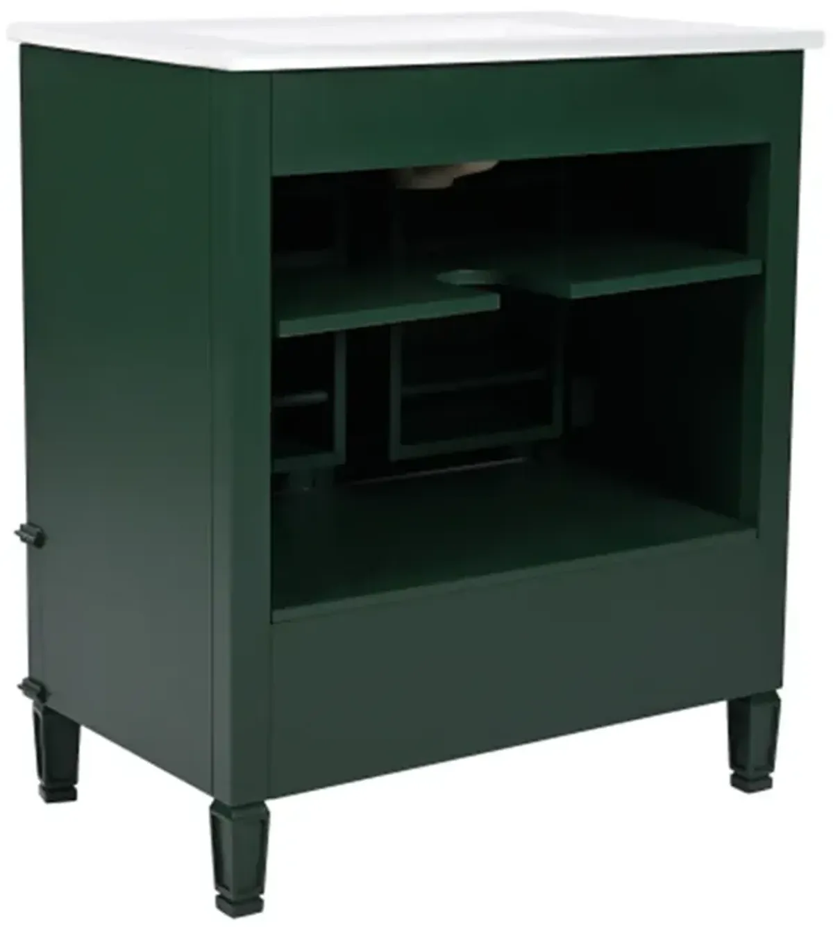 30" Bathroom Vanity with Sink Vintage Style, Multi-functional Storage Space, Door Shelf, Soft-closing Door, Dark Green