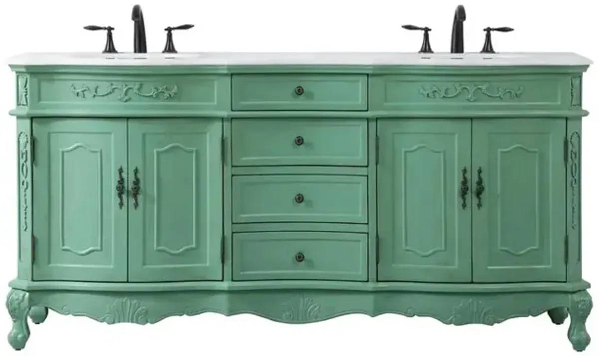 Elegant Kitchen and Bath 72 inch double Bathroom vanity in vintage mint