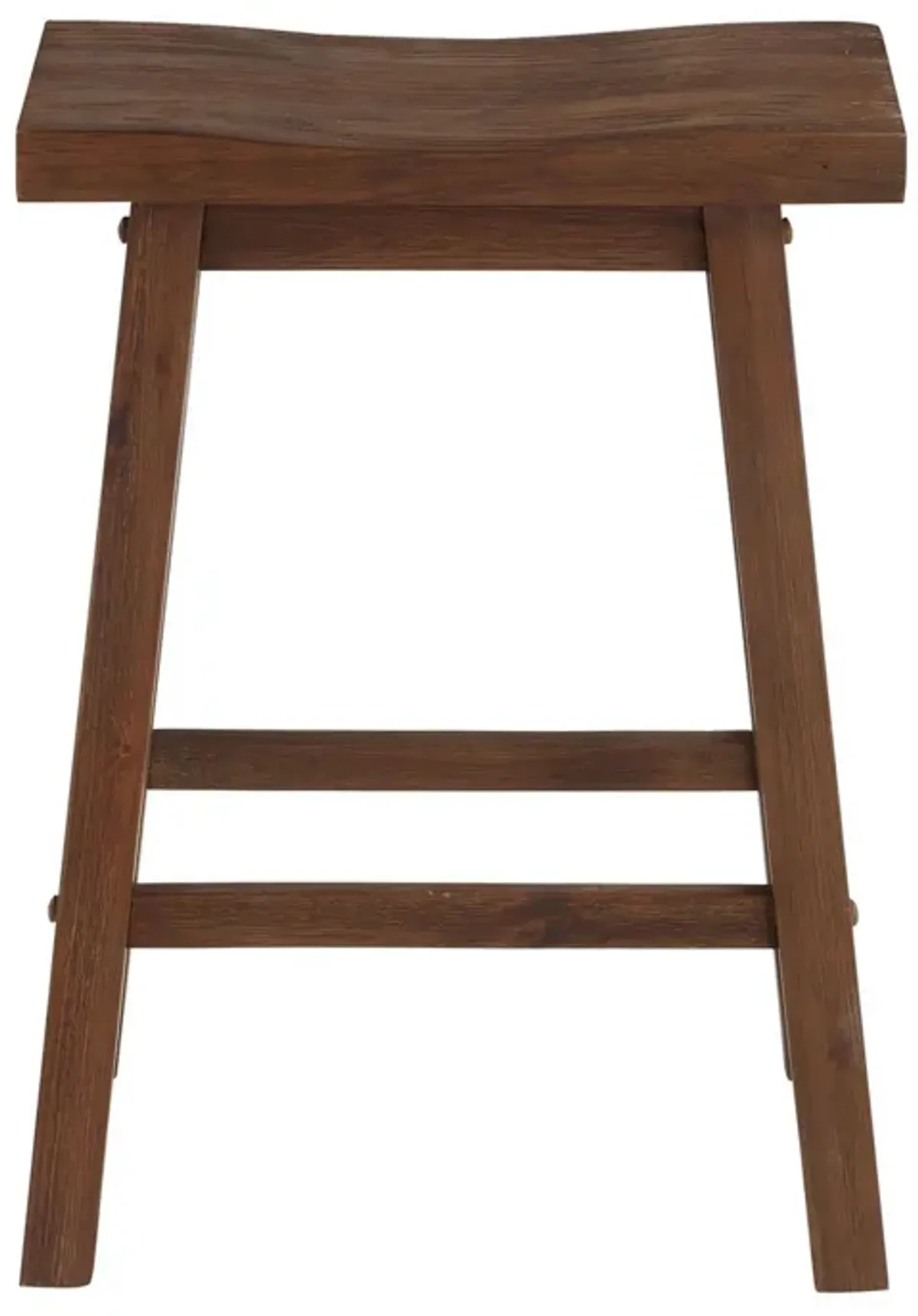 Saddle Design Wooden Counter Stool with Grain Details, Brown-Benzara