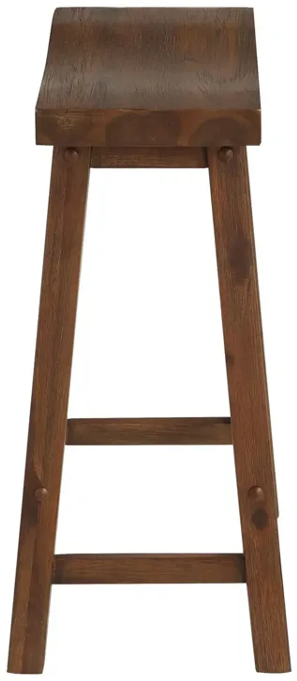 Saddle Design Wooden Counter Stool with Grain Details, Brown-Benzara