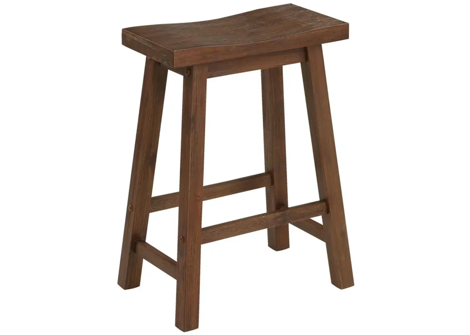 Saddle Design Wooden Counter Stool with Grain Details, Brown-Benzara