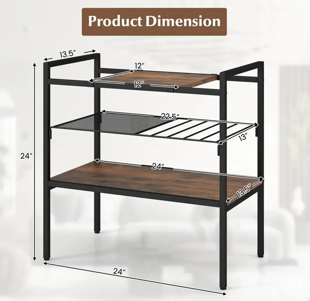 Industrial Entryway Table with Removable Panel and Mesh Shelf