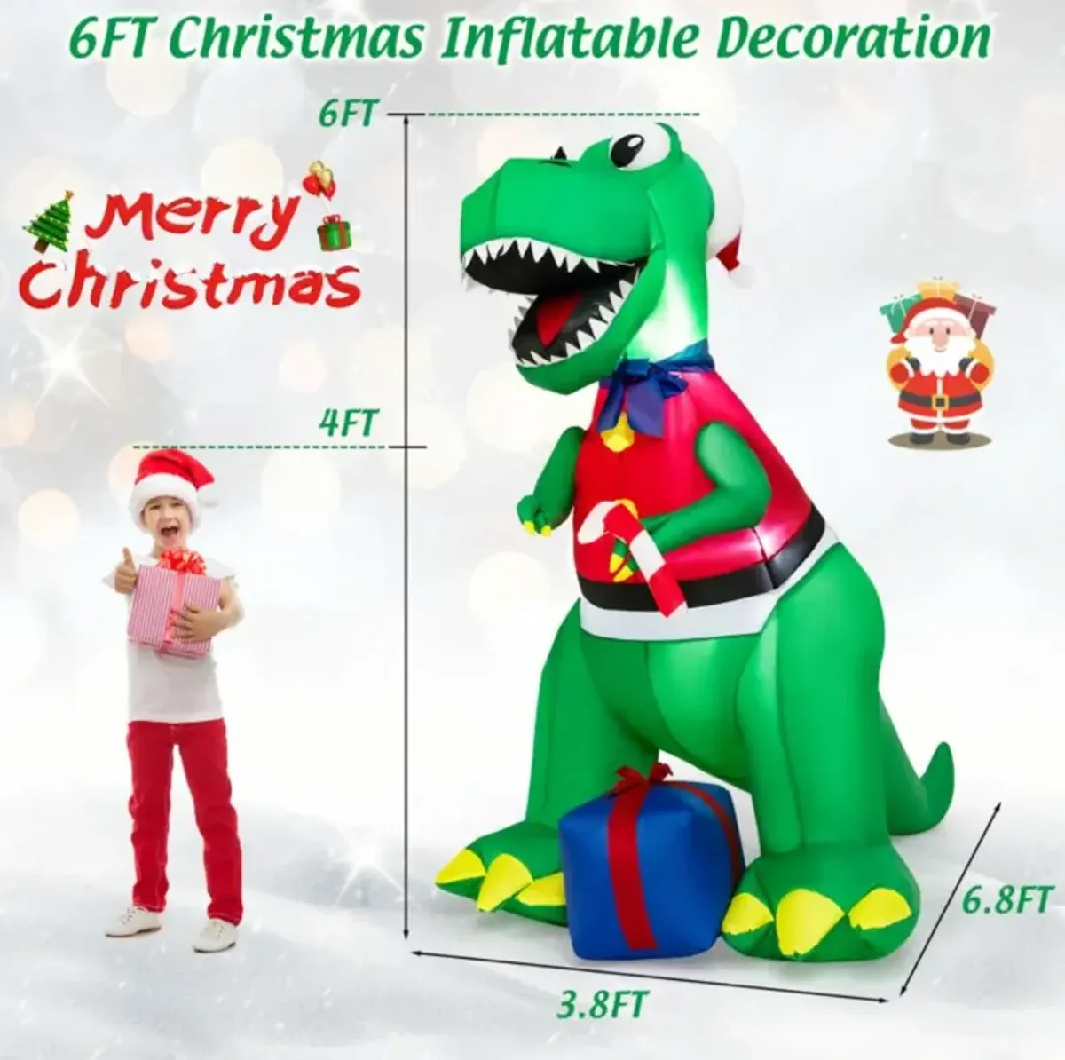 Hivvago Inflatable Christmas Decoration with LED Lights and Waterproof Blower