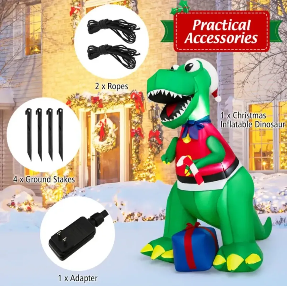 Hivvago Inflatable Christmas Decoration with LED Lights and Waterproof Blower