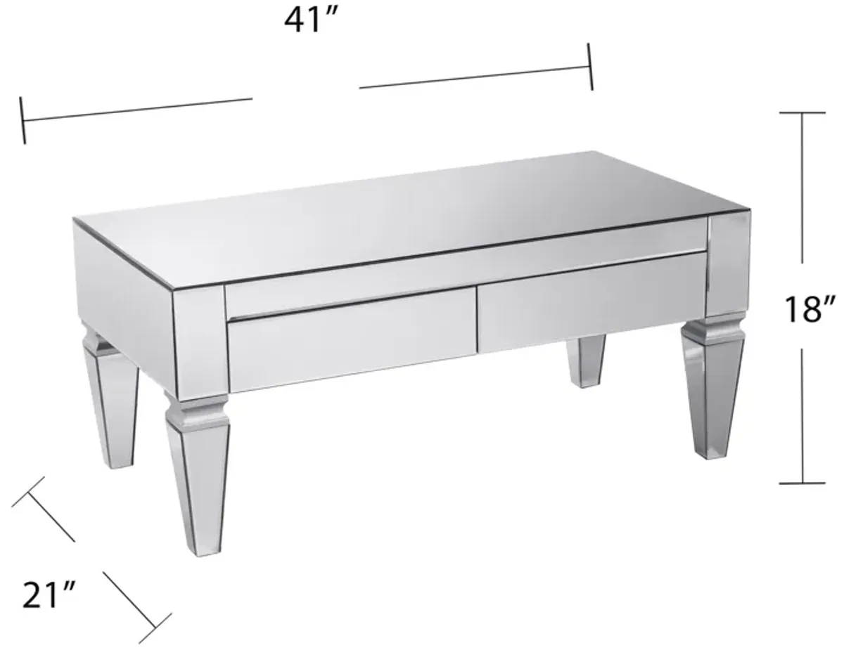 Darien Mirrored Coffee Table w/ Storage