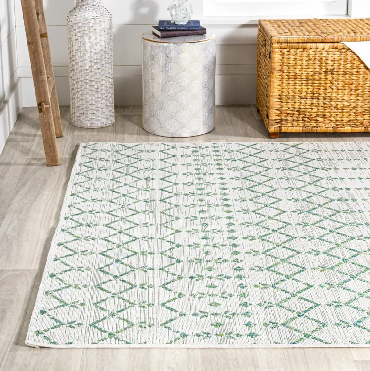 Ourika Moroccan Geometric Textured Weave Indoor/Outdoor Runner Rug