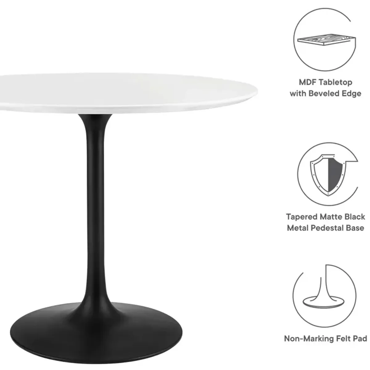 Modway - Lippa 36" Round Wood Dining Table Black White