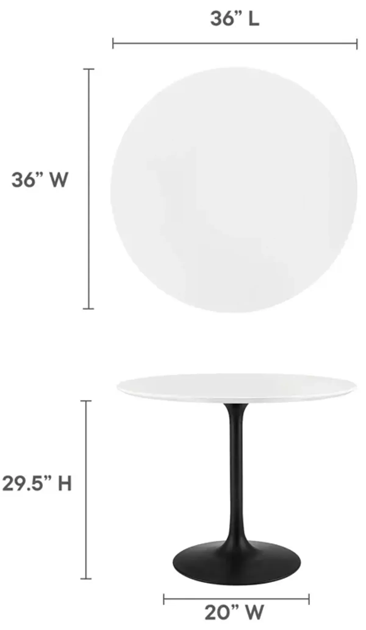 Modway - Lippa 36" Round Wood Dining Table Black White