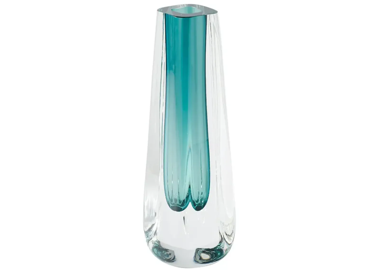 Square Cut Glass Vase Blue