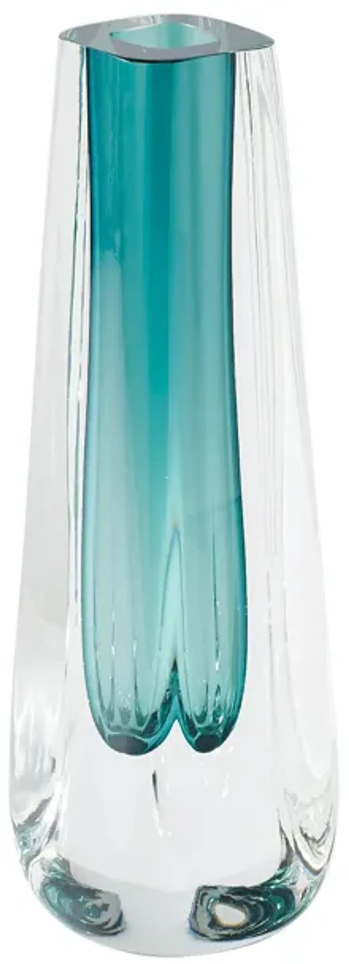 Square Cut Glass Vase Blue