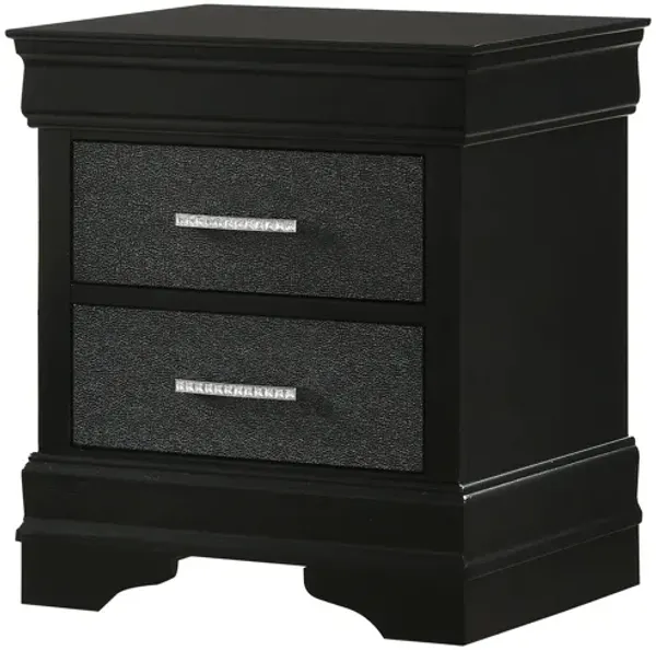 Streamdale Modern Black Nightstand with Crystal Buttons