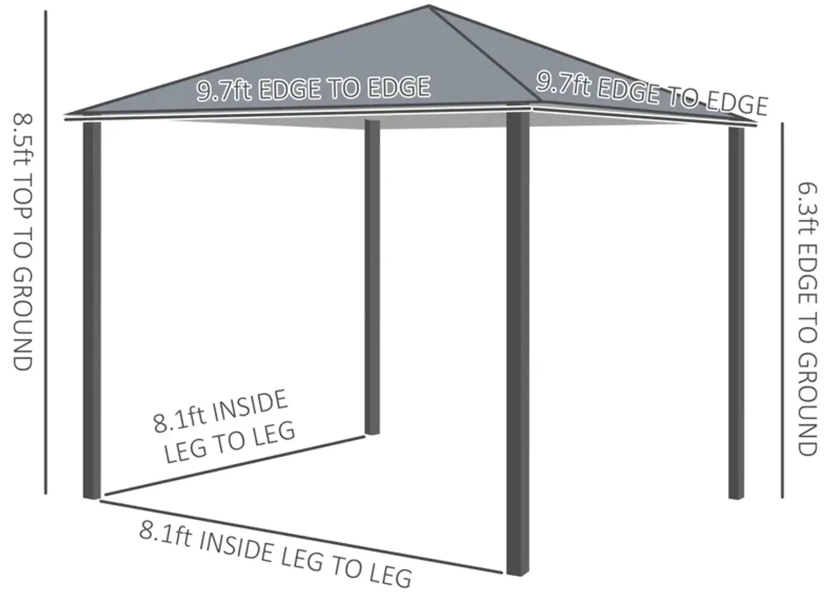 Black Outdoor Haven: 10'x10' Gazebo with Mesh Walls and Curtains