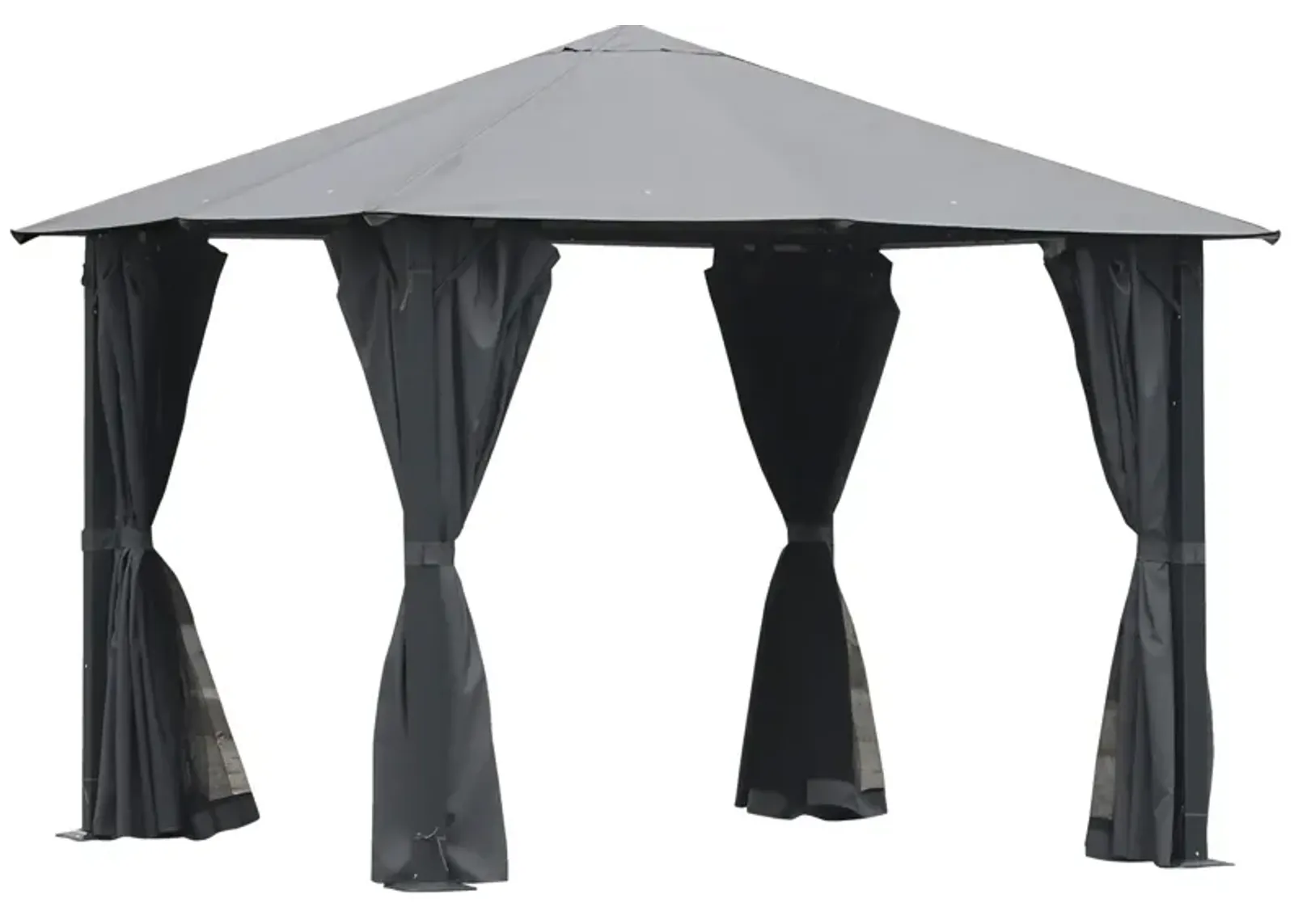 Black Outdoor Haven: 10'x10' Gazebo with Mesh Walls and Curtains