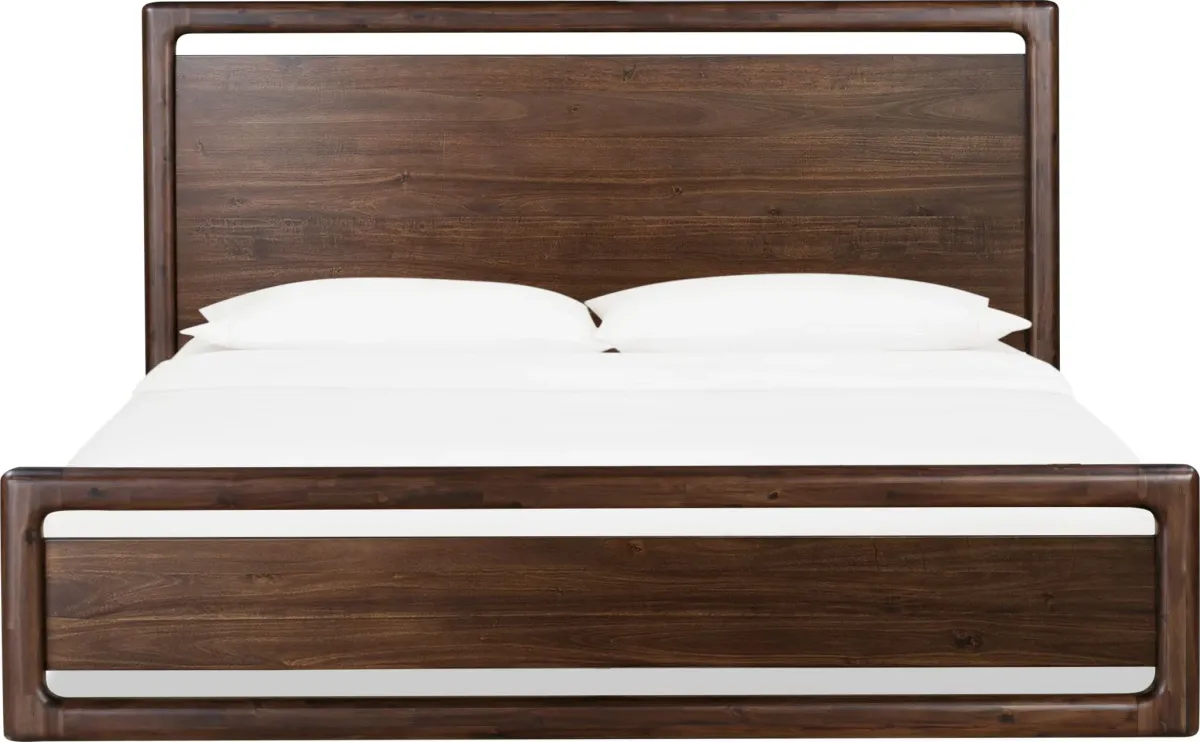 Sol Queen-size Acacia Wood Platform Bed in Brown Spice