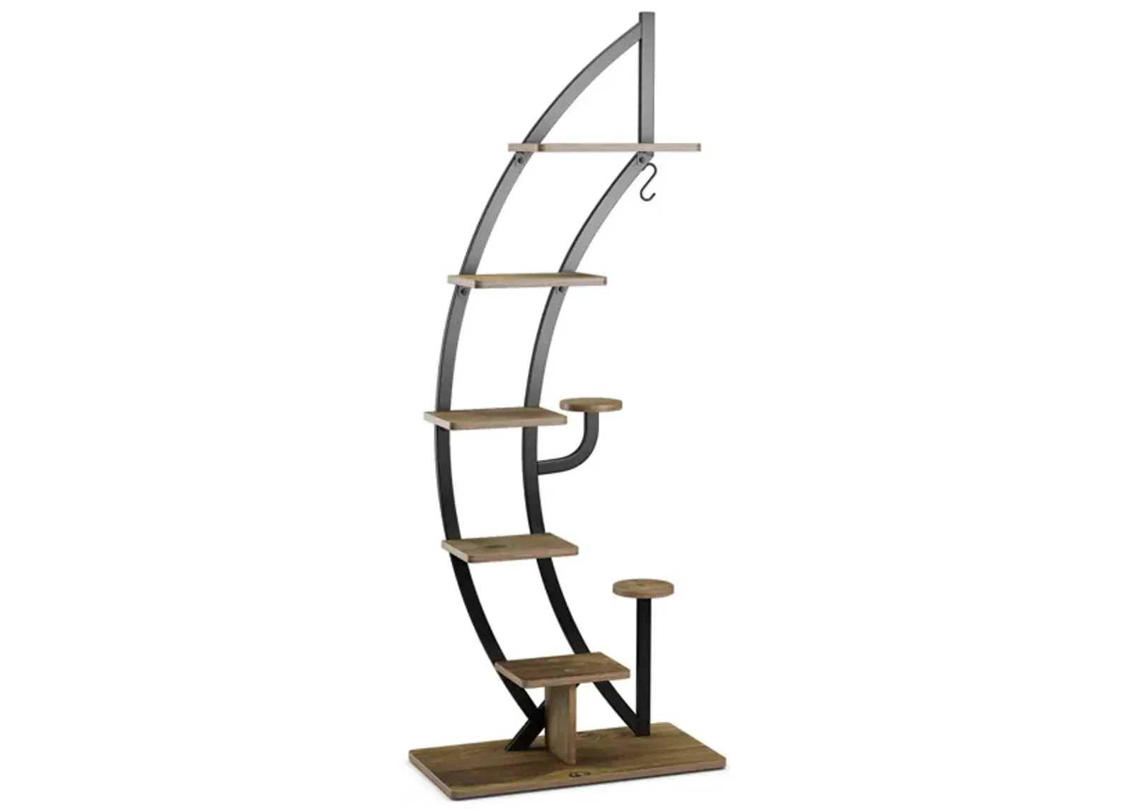 6-Tier 9 Potted Metal Plant Stand Holder Display Shelf with Hook