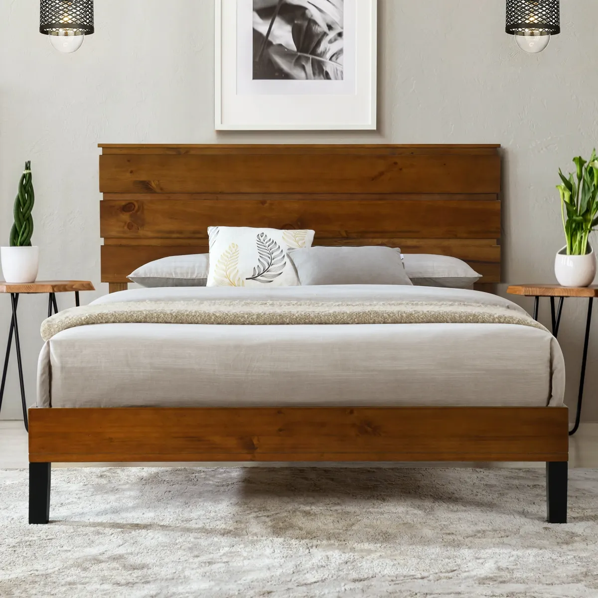 Merax Mid-Century Solid Wood Platform Bed