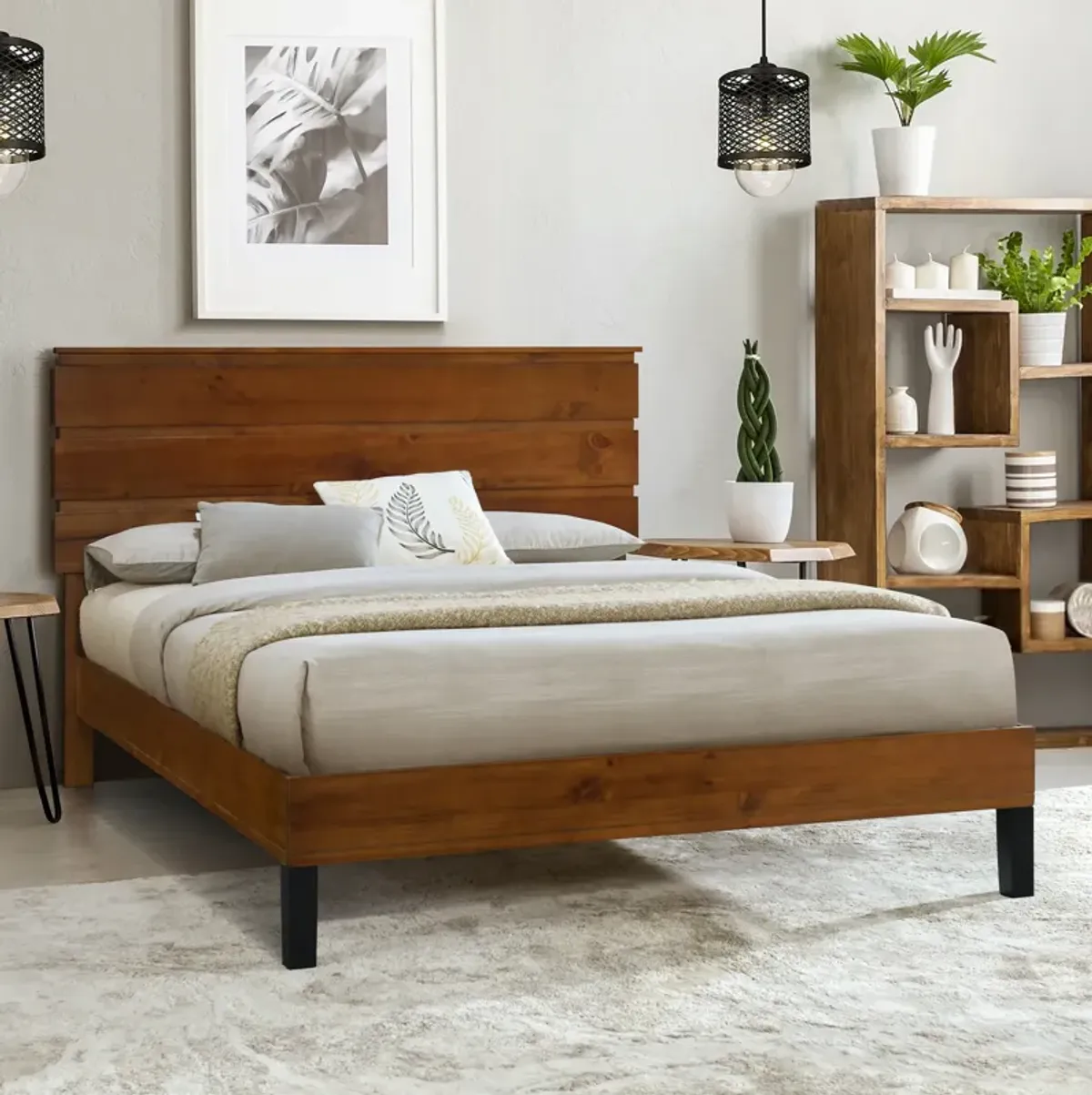 Merax Mid-Century Solid Wood Platform Bed