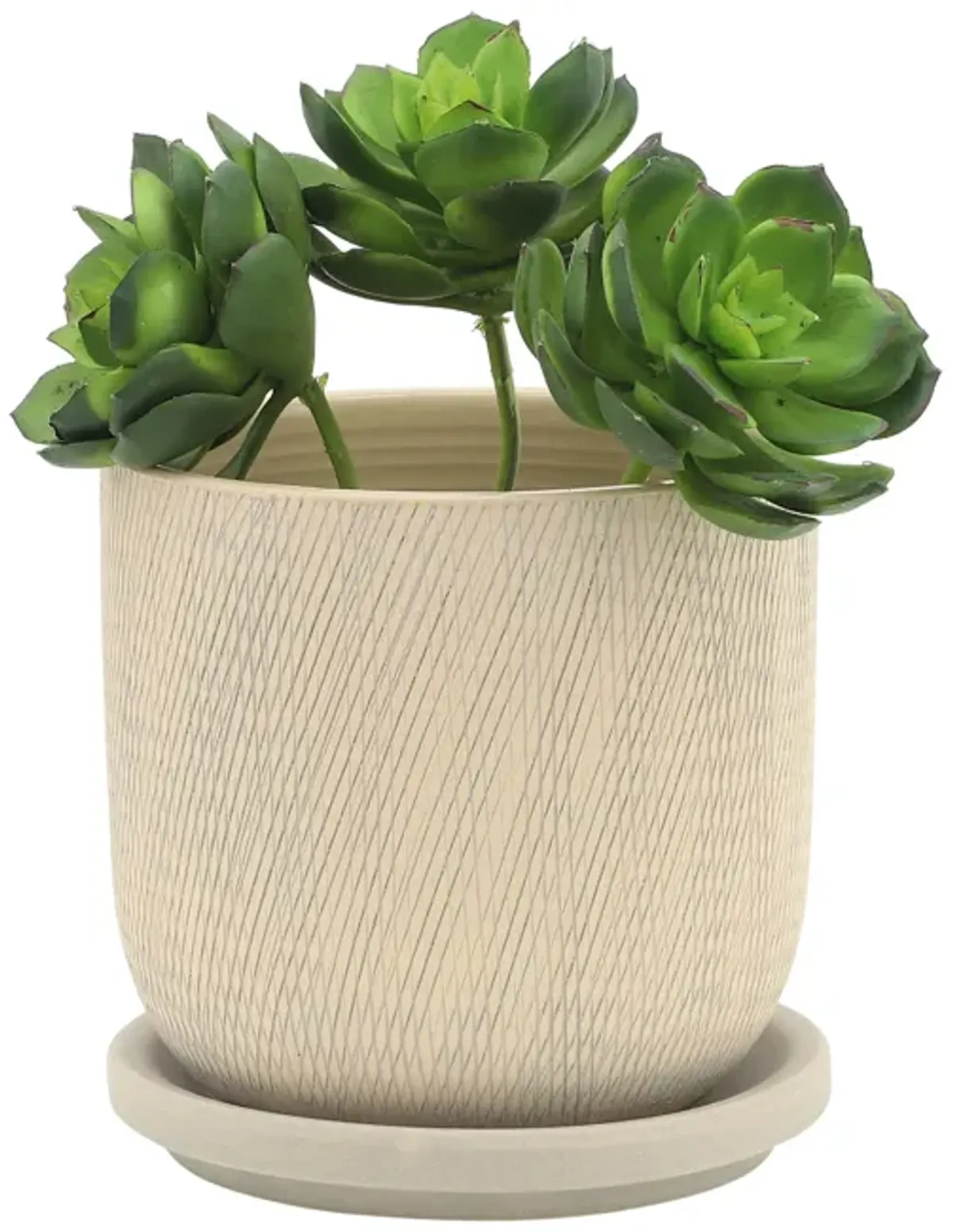 Mesh Planter with Saucer, Sage