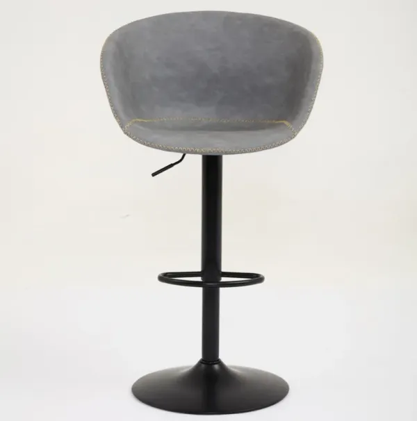 Streamdale Minimalist PU Leather Bar Stool, Adjustable Height, Gray