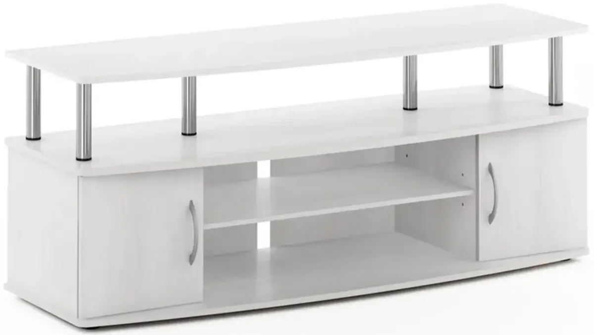 Furinno Furinno JAYA Large Entertainment Center Hold up to 55-IN TV, White Oak, Stainless Steel Tubes