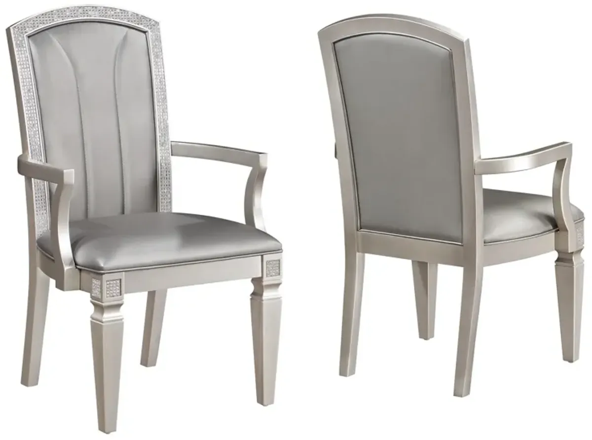 Scott 23 Inch Dining Armchair Set of 2, Gray Faux Leather and Taupe Wood - Benzara