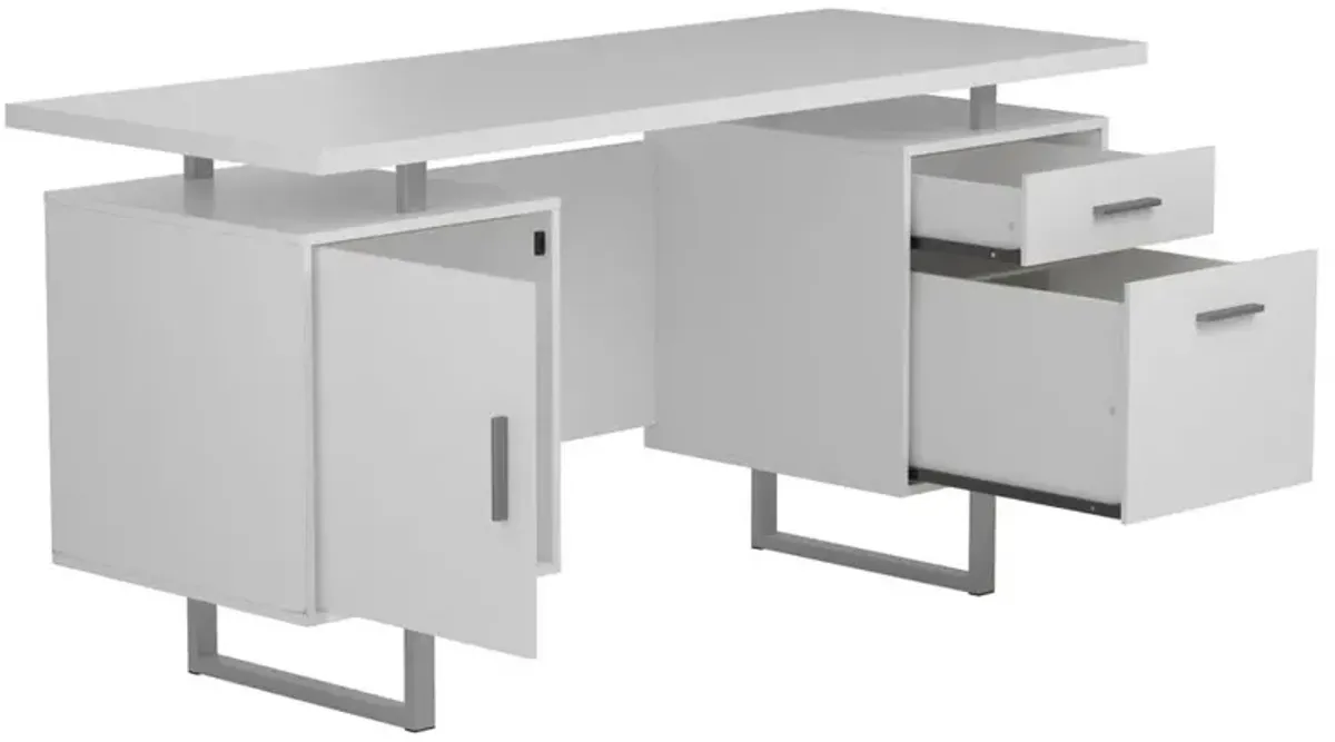 Lawtey Floating Top Office Desk White Gloss