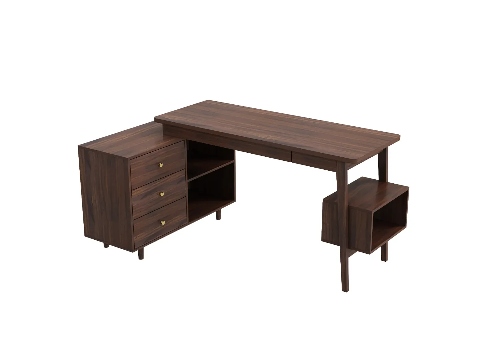 FUFU&GAGA Modern L-Shaped Office Desk with Storage, (55.1”W x 30.7”H x 21.7”D), Brown