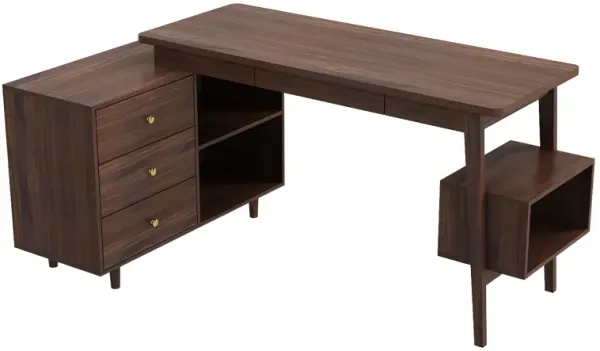 FUFU&GAGA Modern L-Shaped Office Desk with Storage, (55.1”W x 30.7”H x 21.7”D), Brown
