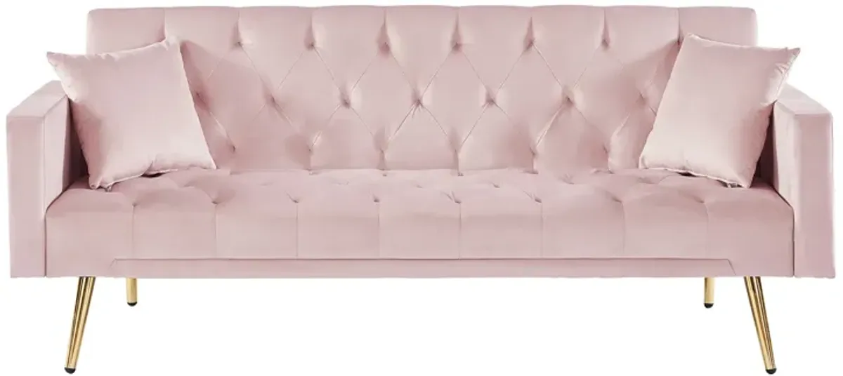 Pink Convertible Folding Futon Sofa Bed, Sleeper Sofa Couch For Compact Living Space