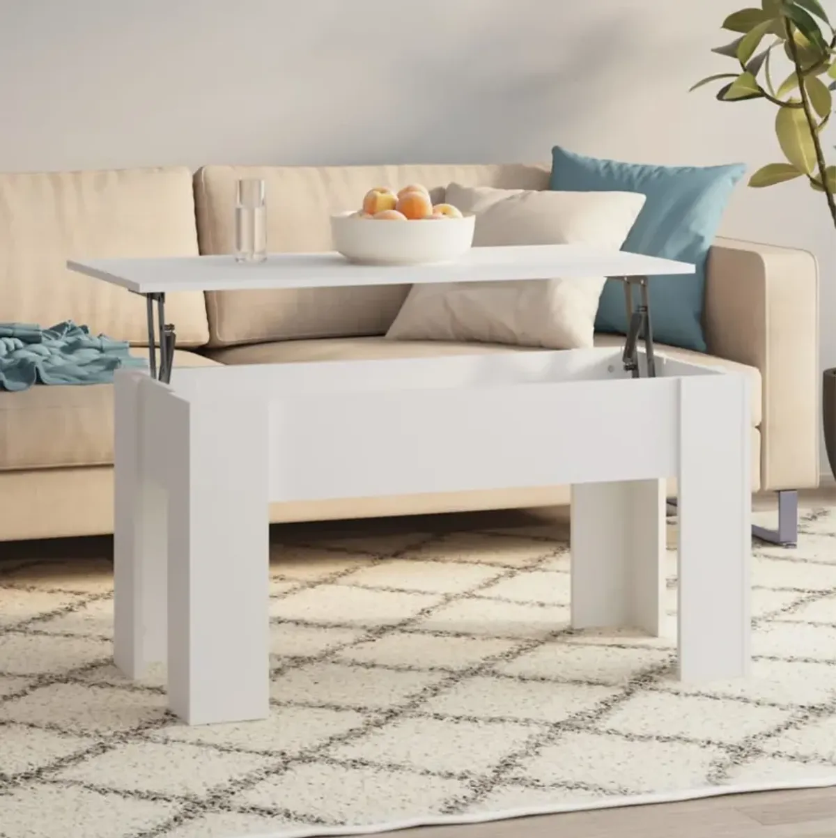 vidaXL Coffee Table White 39.8"x19.3"x20.5" Engineered Wood