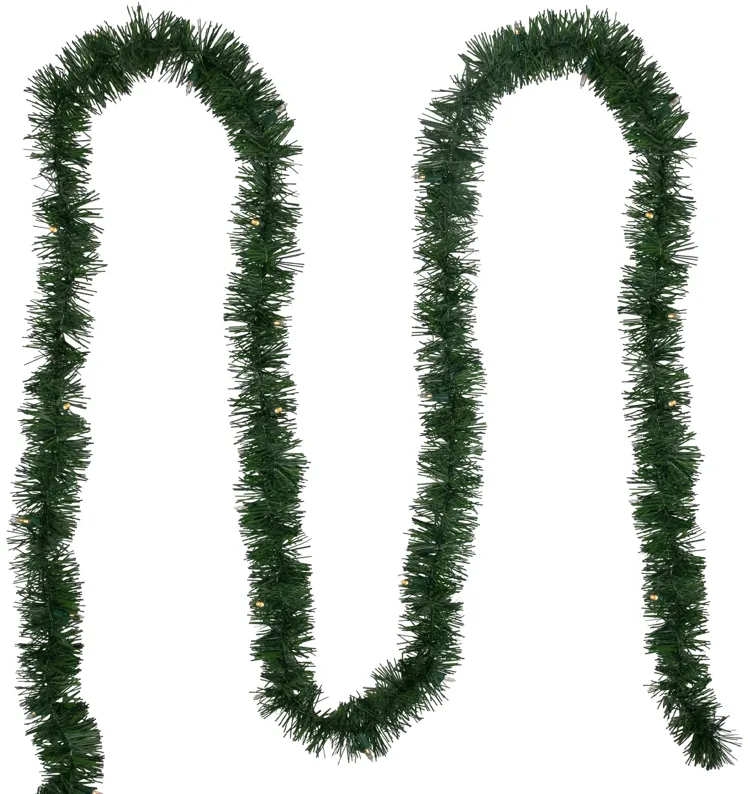 18' x 3" Pre-Lit Pine Artificial Christmas Garland  Warm White LED Lights