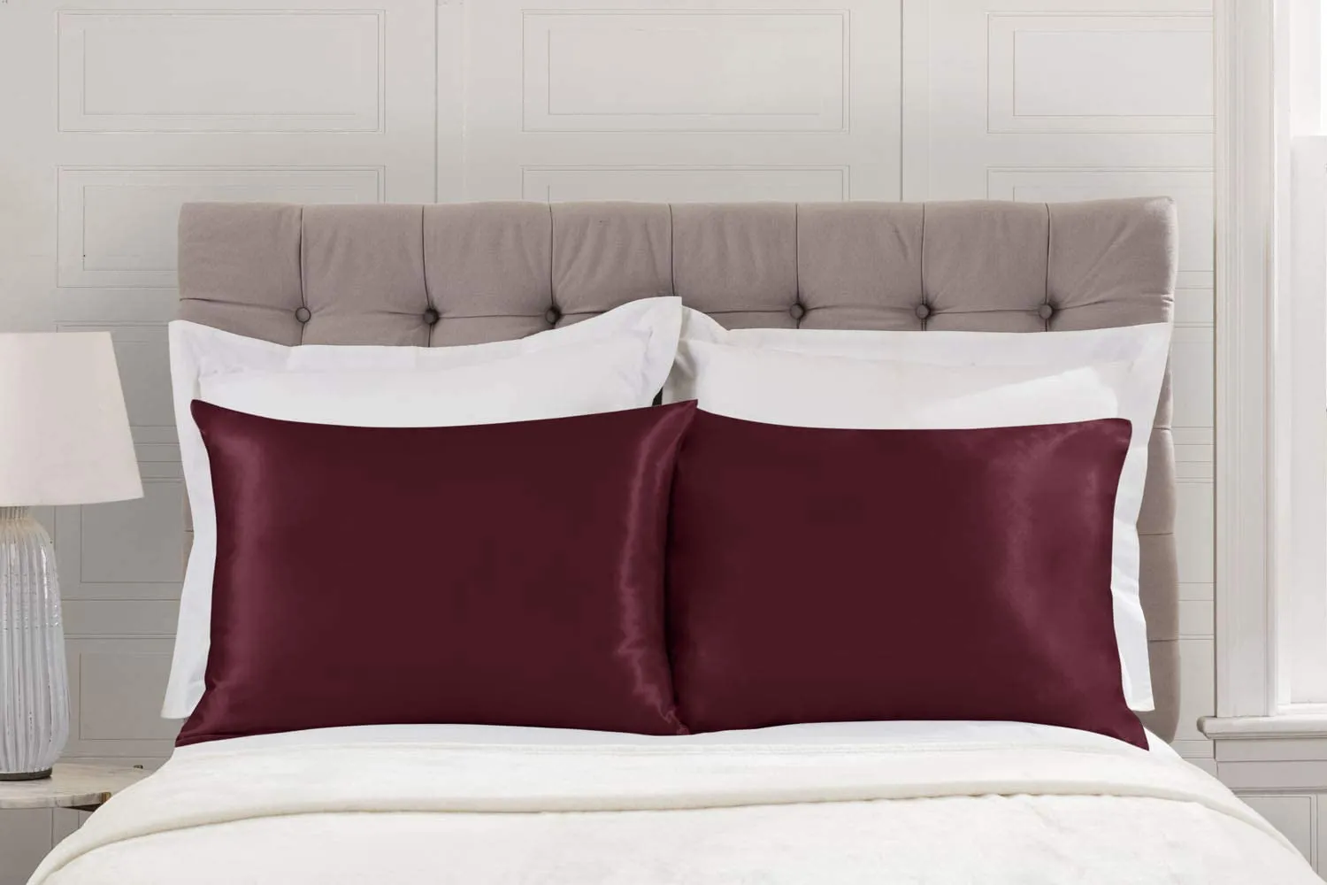 Satin Pillow Case with Zipper - Luxury Pillow Cover (Pillowcase Set of 2)