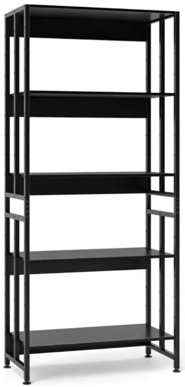 Hivvago 5-Tier Bookshelf with Adjustable and Tiltable Shelves