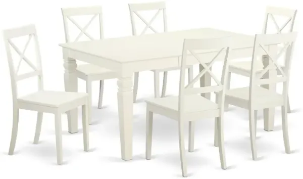 East West Furniture Dining Room Set Linen White, WEBO7-LWH-W