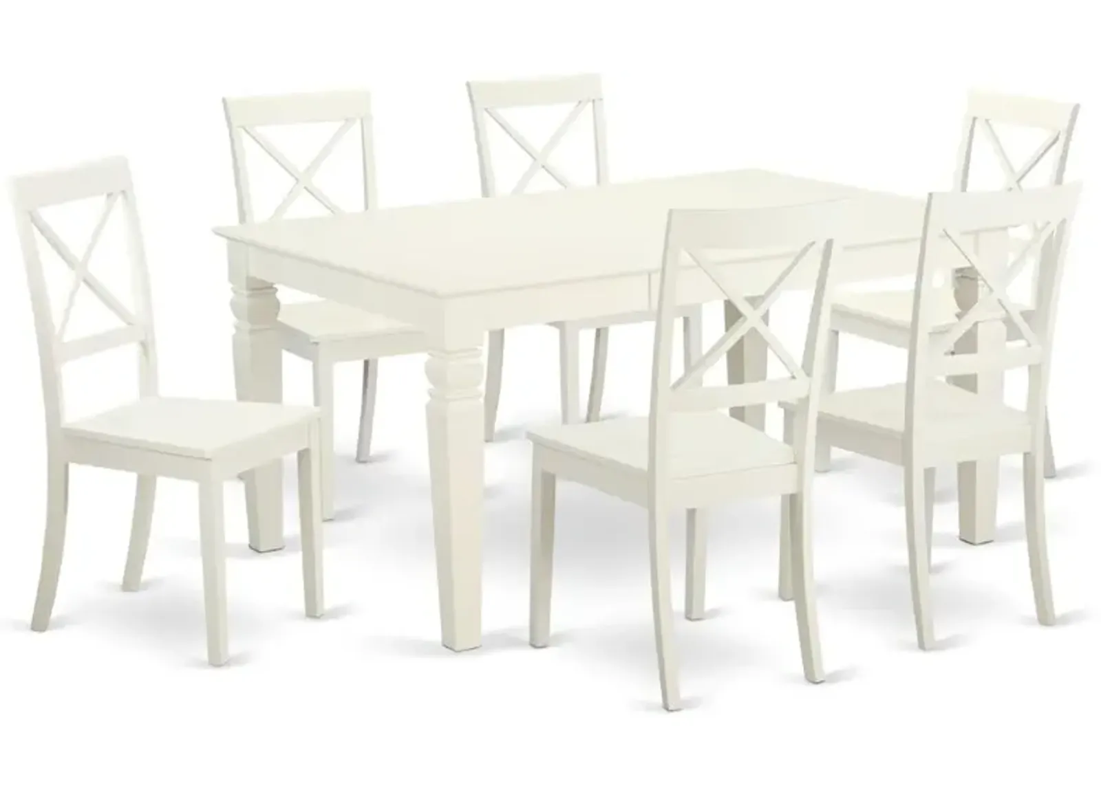 East West Furniture Dining Room Set Linen White, WEBO7-LWH-W