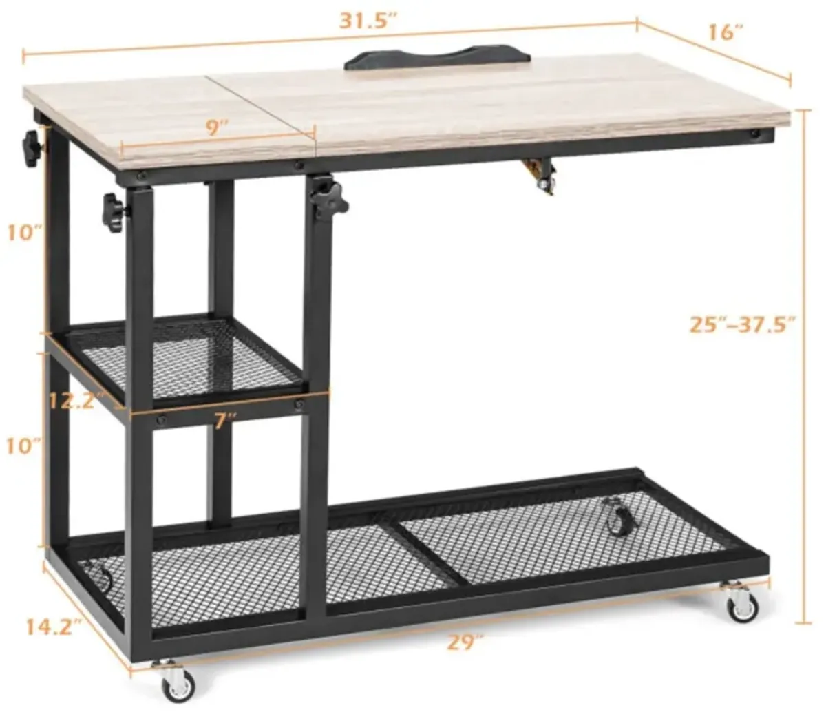 Adjustable C-Shaped Bedside Table