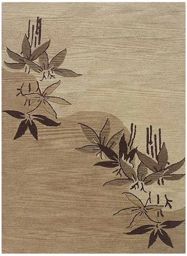 RUGSOTIC CARPETS HAND TUFTED WOOL ECO-FRIENDLY AREA RUGS  - 9'x12', Rectangle Shape, Light Brown, Floral Modern Design, High Pile Thick Handmade Area Rugs for Living Room, Bed Room (K00905)