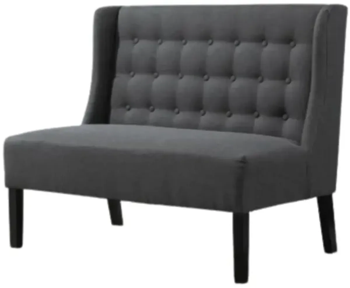 Scandinavian 2 Seater Button Tufted Loveseat Wooden Legs