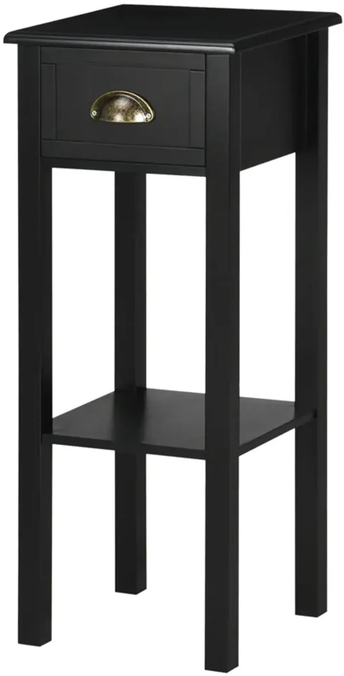 HOMCOM 2-Tier Side Table with Drawer, Narrow End Table with Bottom Shelf, for Living Room or Bedroom, Black