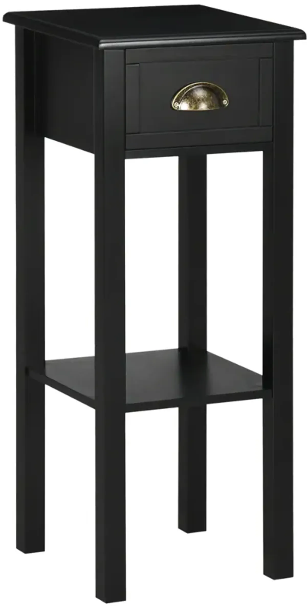 HOMCOM 2-Tier Side Table with Drawer, Narrow End Table with Bottom Shelf, for Living Room or Bedroom, Black