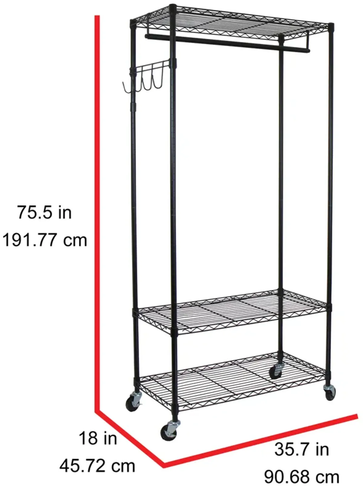 Oceanstar Garment Rack with Adjustable Shelves with Hooks