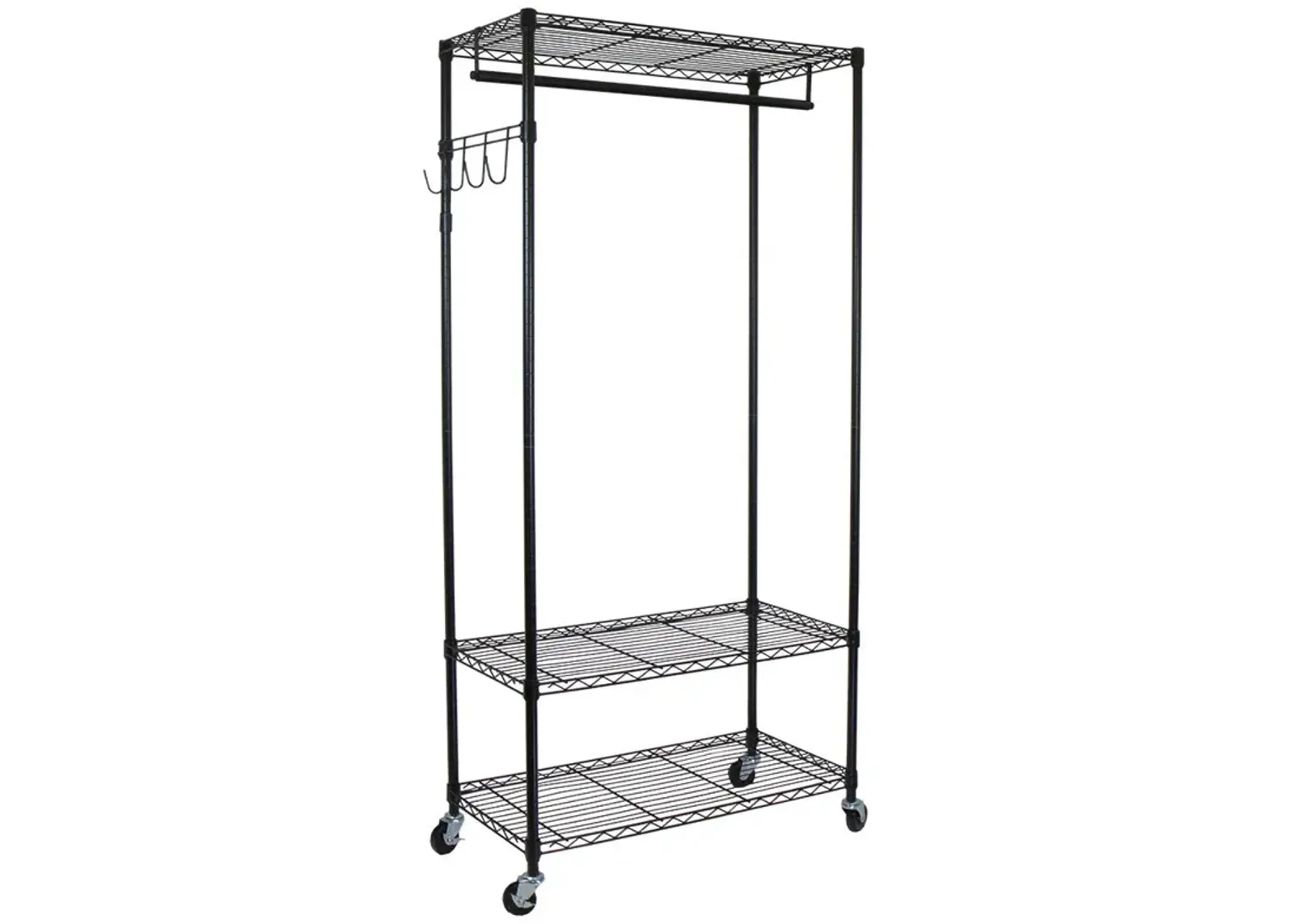 Oceanstar Garment Rack with Adjustable Shelves with Hooks