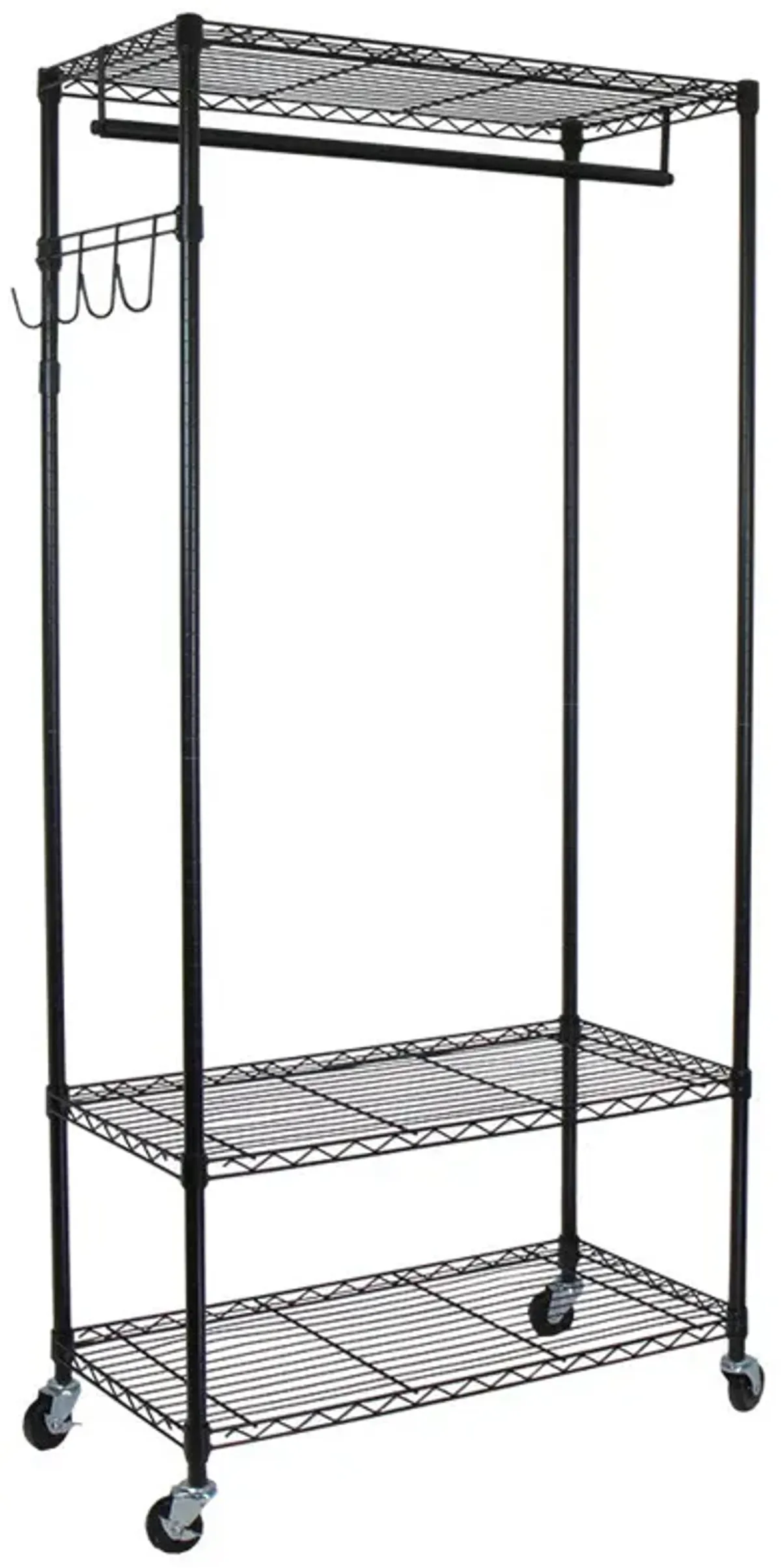 Oceanstar Garment Rack with Adjustable Shelves with Hooks