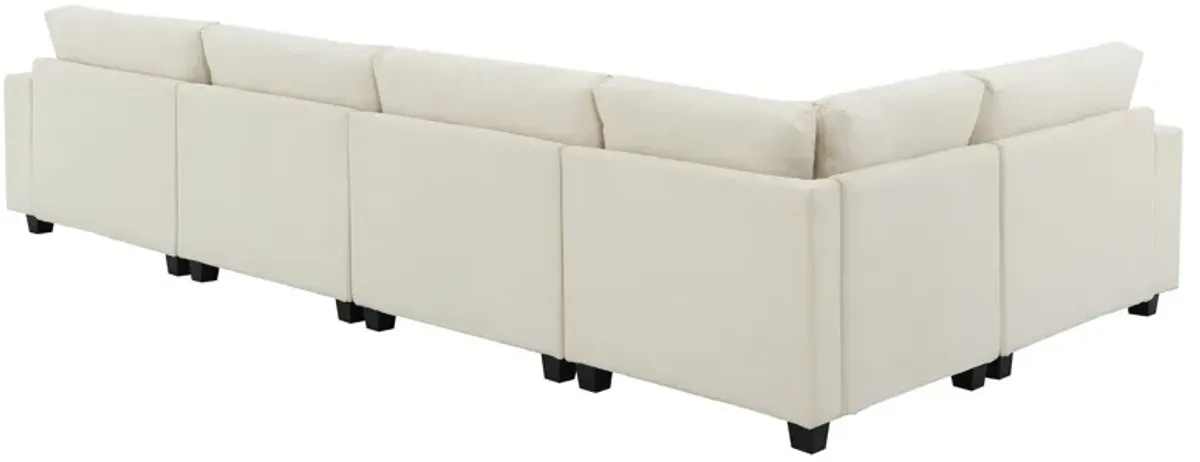 Merax U Shaped Chenille Sectional Sofa with Cup Holders